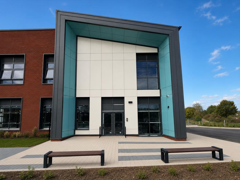 Kings Moat School, Chester — completed facade and entrance